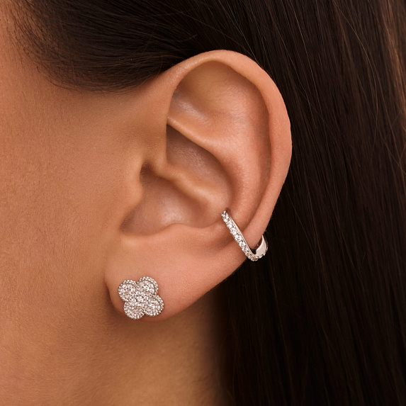 Серьги серебро 925 серебряные гвоздики клевер Miestilo