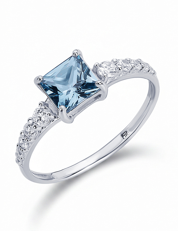 Серебряное кольцо с голубым фианитом Miestilo  2