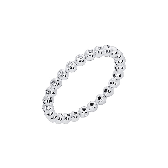 Серебярное кольцо с фианитами в круглой огранке Miestilo