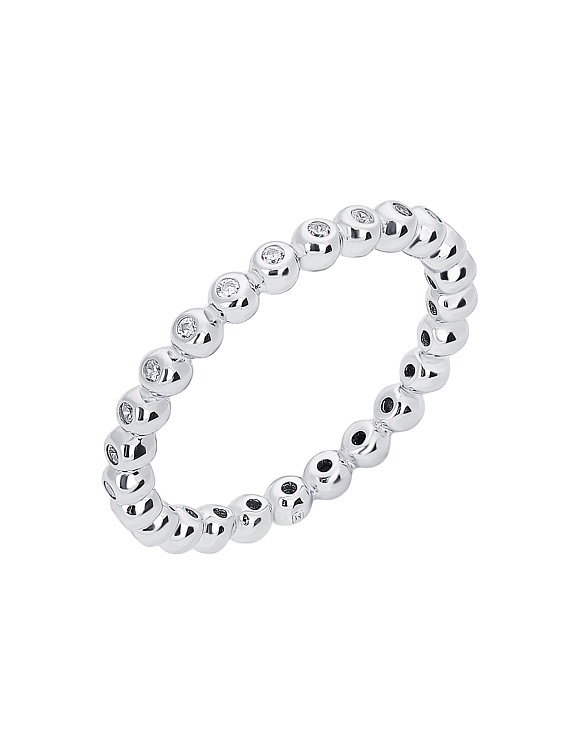 Серебярное кольцо с фианитами в круглой огранке Miestilo  2