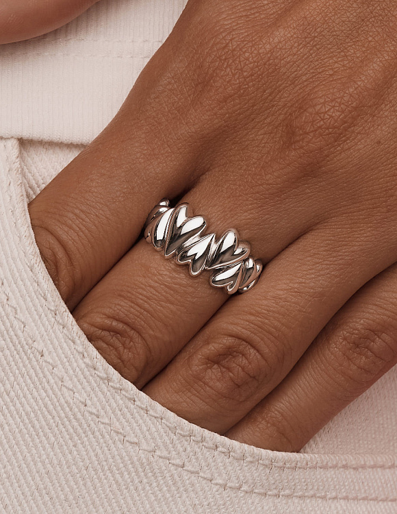 Серебряное кольцо сердца MIESTILO Miestilo