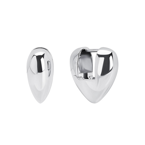 Серьги конго серебро 925 серебряные сердечки дутые Miestilo