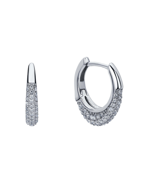 Серебряные серьги кольца с фианитами Miestilo  2