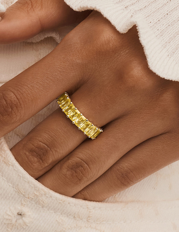 Серебряное кольцо с желтыми фианитами  Miestilo