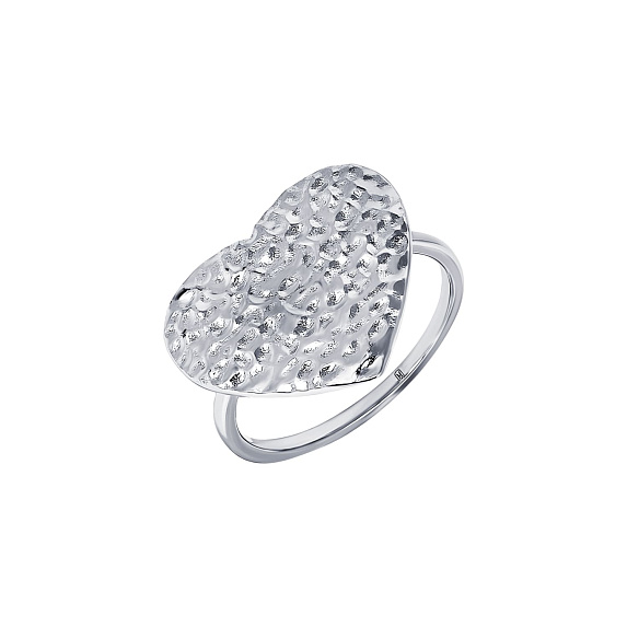 Серебряное кольцо сердце с мятым эффектом Miestilo