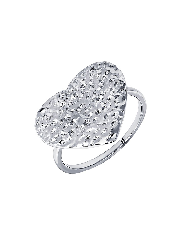 Серебряное кольцо сердце с мятым эффектом Miestilo  2