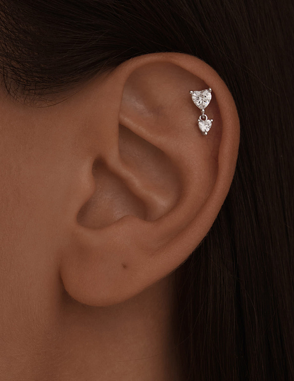 Серебряный пирсинг с фианитами Miestilo