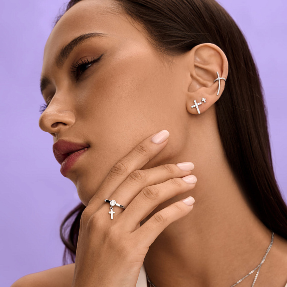 Серьга кафф серебро 925 моносерьга серебряная одиночная Miestilo