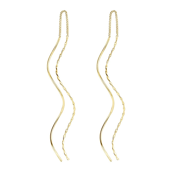 Серьги серебро 925 протяжки длинные в позолоте Miestilo