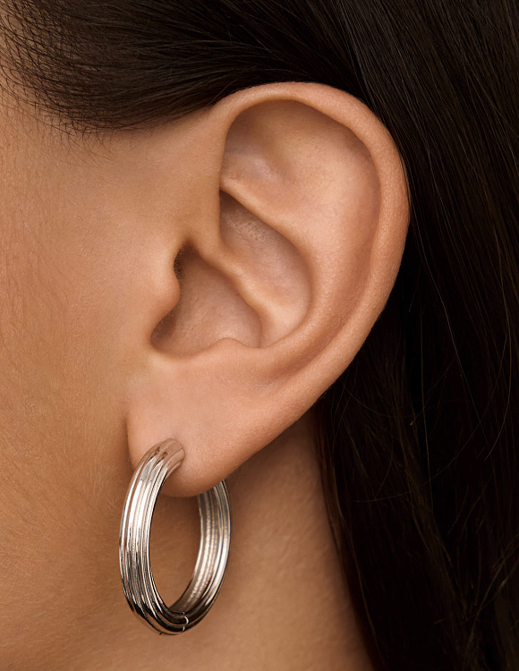 Серьги конго серебро 925 серебряные массивные колечки Miestilo