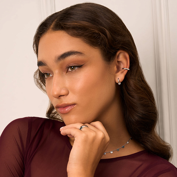 Серебряные серьги кольца с фианитами Miestilo