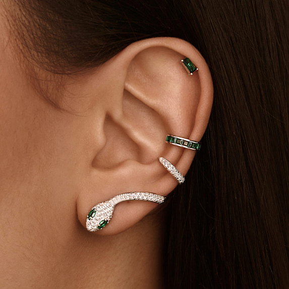 Моносерьга серебро 925 серьга кафф серебряная змея Miestilo