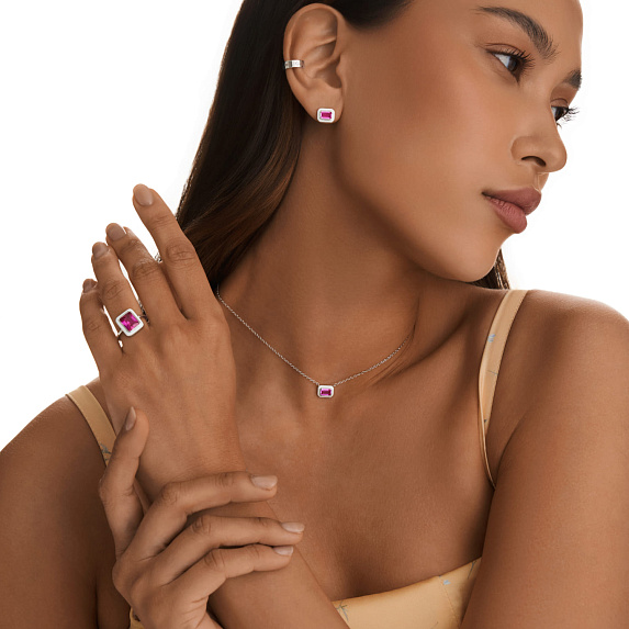 Серебряные серьги с эмалью и корундом  Miestilo
