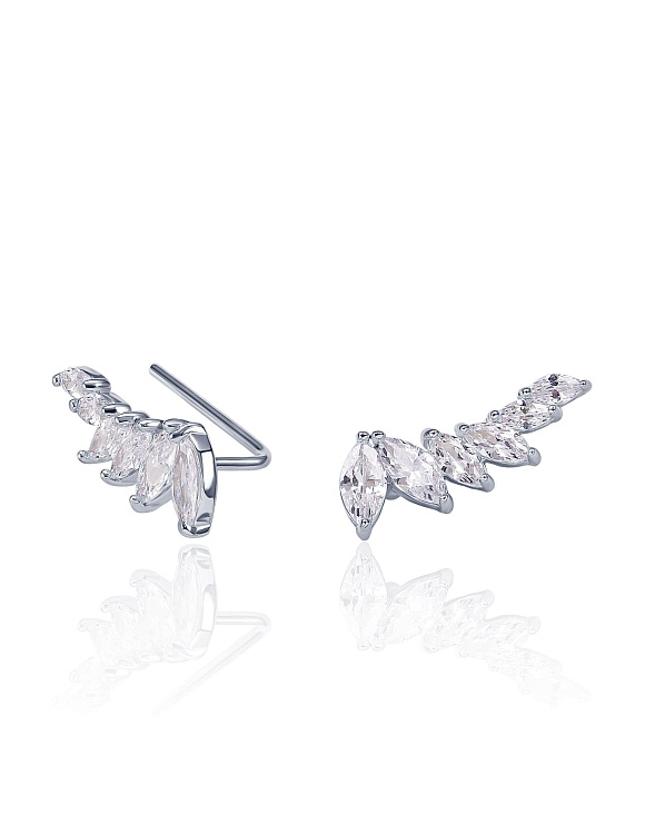 Серебряные серьги клаймберы с дорожкой из фианитов в огранке маркиз MIESTILO Miestilo  2