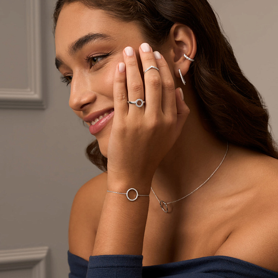 Серебряные серьги с фианитами Miestilo