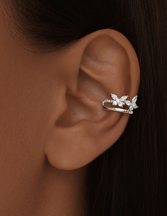 Серебряный кафф с фианитами Miestilo