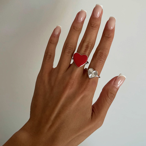 Кольцо серебро 925 ювелирное сердце с камнем Miestilo