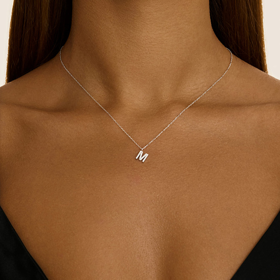 Подвеска серебро 925 на шею с буквой м Miestilo