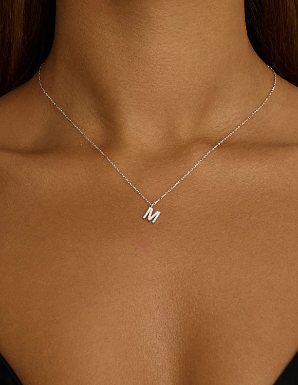 Подвеска серебро 925 на шею с буквой м Miestilo