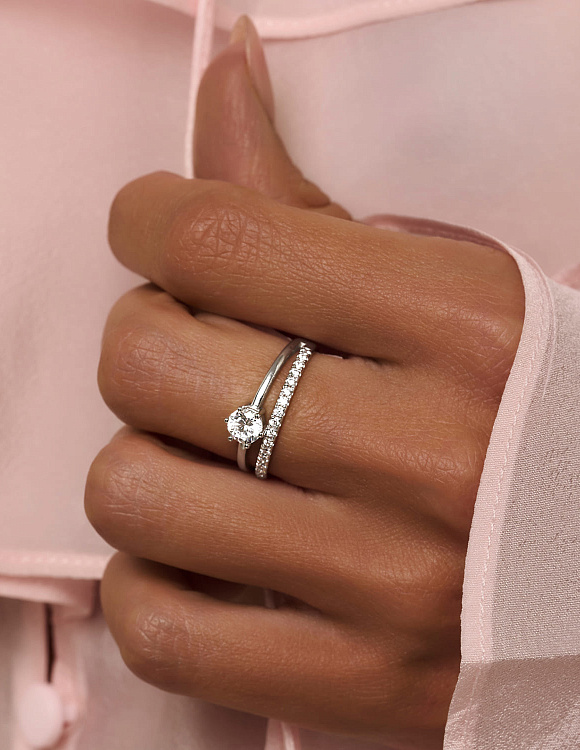 Кольцо серебро 925 ювелирное с камнем двойное Miestilo