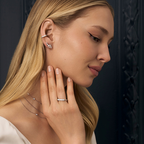 Серьги серебро 925 серебряные гвоздики женские с фианитами Miestilo