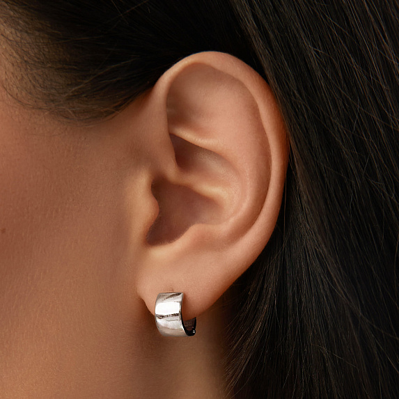 Серьги кольца серебро 925 широкие маленькие колечки Miestilo