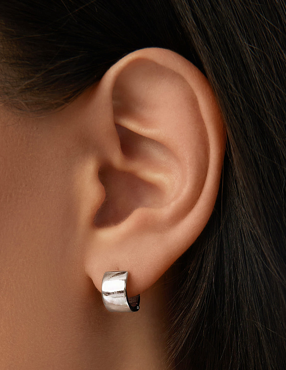 Серьги кольца серебро 925 широкие маленькие колечки Miestilo