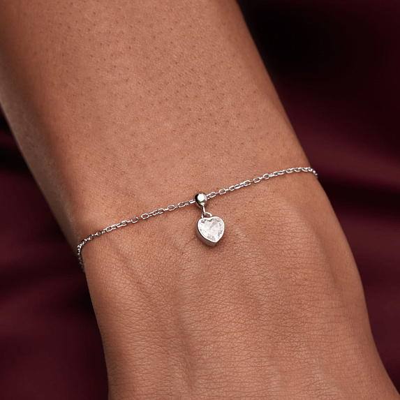 Серебряный шарм сердце с фианитом Miestilo