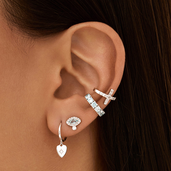 Серьги конго серебро 925 сердечки висячие сережки серебряные Miestilo