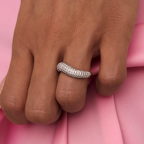 Серебряное кольцо волна с фианитами Miestilo