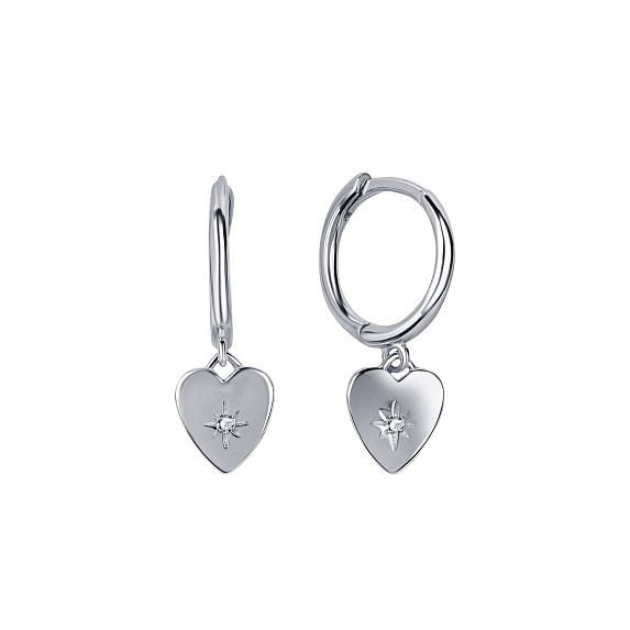 Серьги конго серебро 875 сердечки висячие сережки серебряные Miestilo