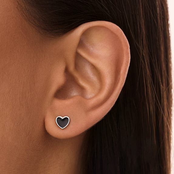 Серьги серебро 925 серебряные гвоздики сердечки Miestilo