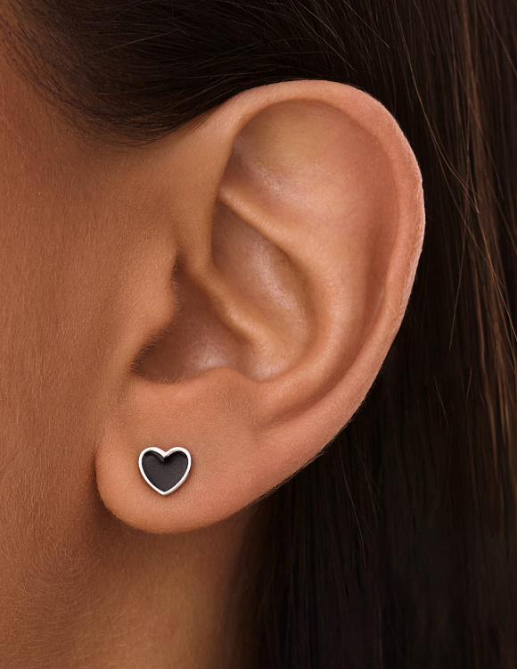 Серьги серебро 925 серебряные гвоздики сердечки Miestilo