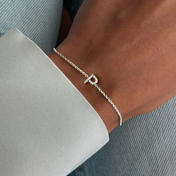 Браслет серебро 925 серебряный с буквой Р ювелирный Miestilo