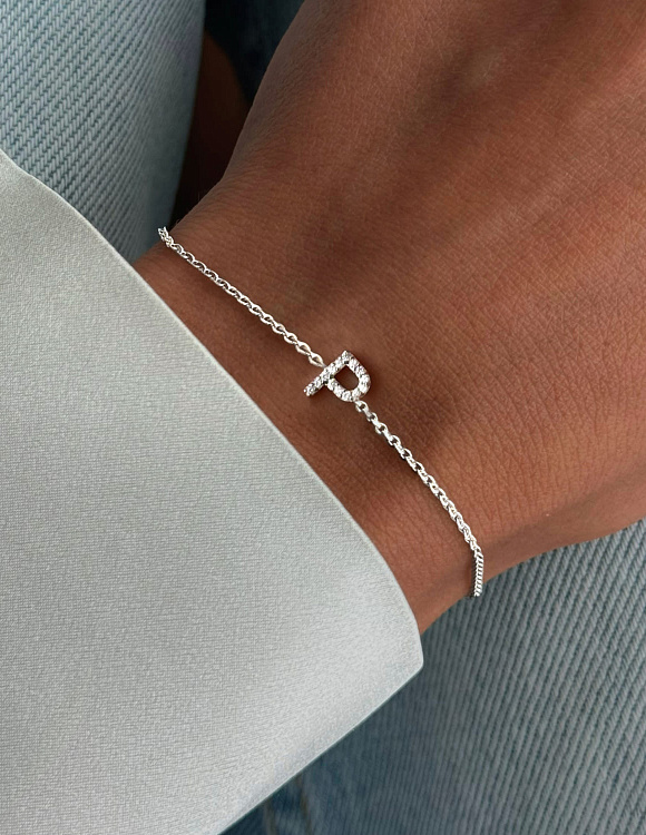 Серебряный браслет с буквой Р MIESTILO Miestilo