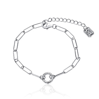 Серебряный браслет с якорной цепью и акцентным карабином MIESTILO Miestilo