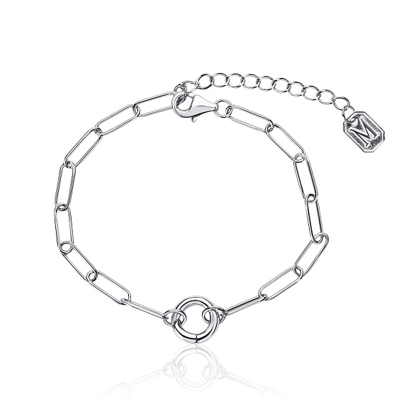 Серебряный браслет с якорной цепью и акцентным карабином MIESTILO Miestilo