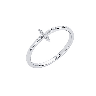 Серебряное кольцо с фианитами крест Miestilo