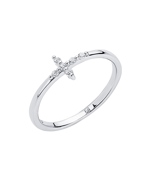 Серебряное кольцо с фианитами крест Miestilo  2
