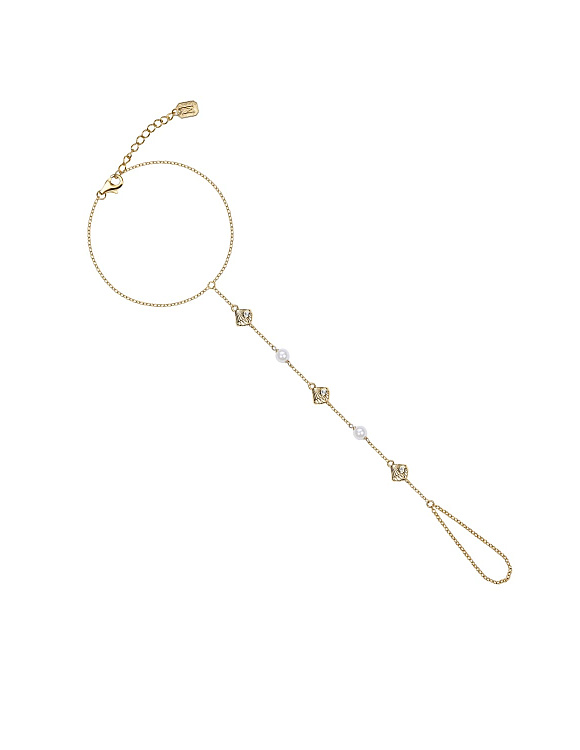 Позолоченный слейв браслет из искуственного жемчуга с ракушками Miestilo  2