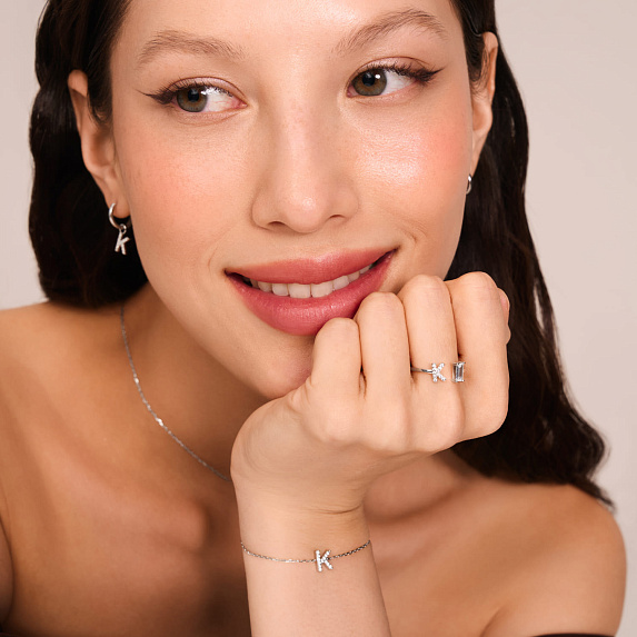 Серебряный браслет с буквой К MIESTILO Miestilo