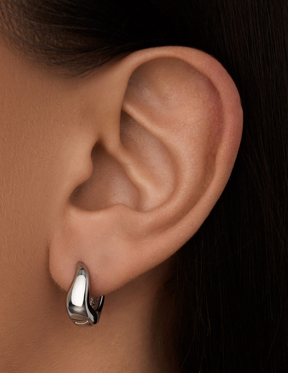 Серебряные серьги-кольца волна гладкие Miestilo