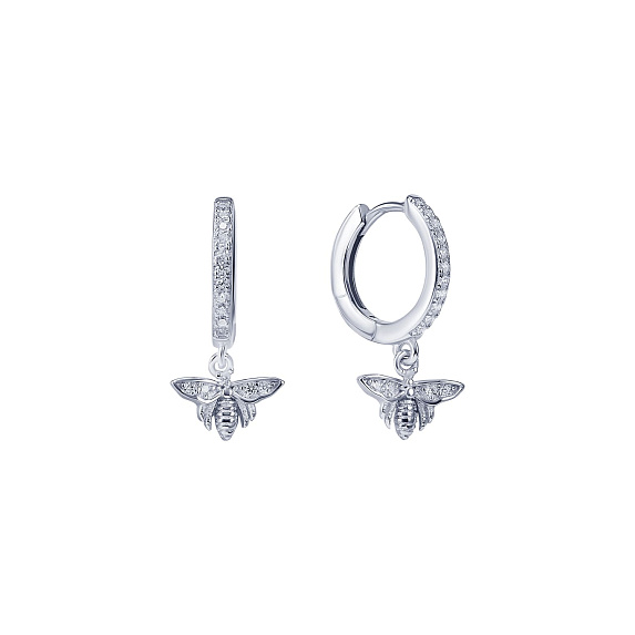Серьги серебро 925 серебряные круглые бабочки Miestilo