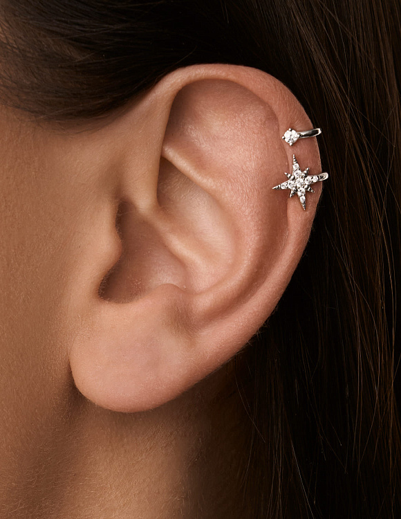 Серебряный кафф в виде звезды MIESTILO Miestilo