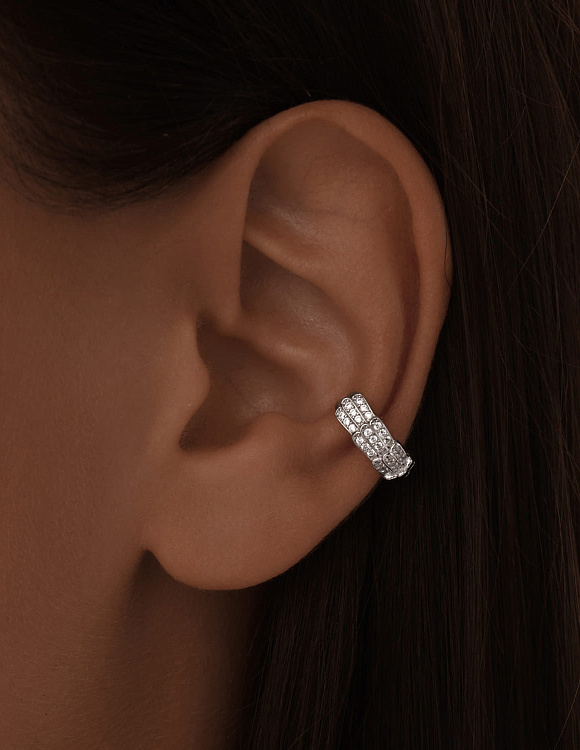 Серебряный кафф с фианитами Miestilo