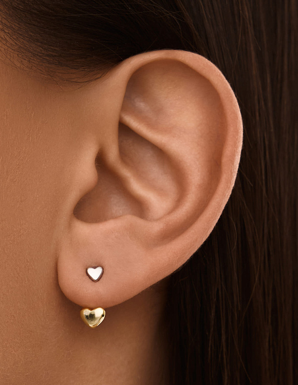 Серебряные серьги трансформеры биколор сердца Miestilo