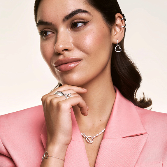 Серьги серебро 925 конго сердечки серебряные Miestilo