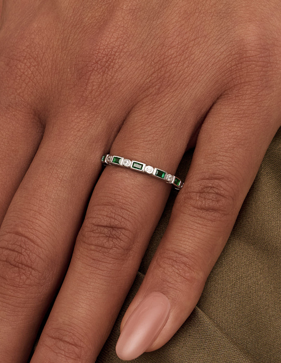 Кольцо серебро 925 дорожка из камней ювелирное тонкое Miestilo