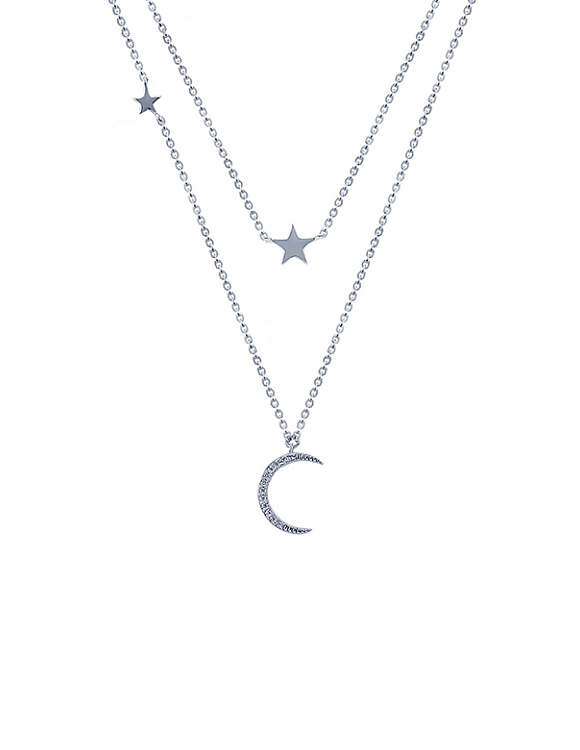 Подвеска на шею серебро 925 с цепочкой звезда и полумесяц Miestilo  2