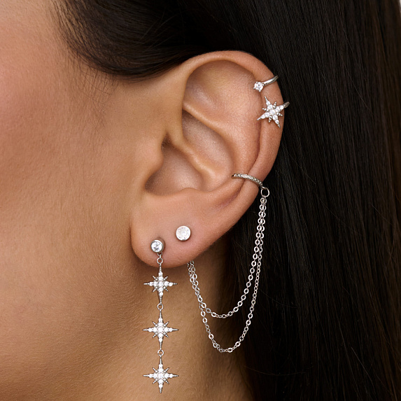 Серьги серебро 925 серебряные гвоздики длинные звезды Miestilo